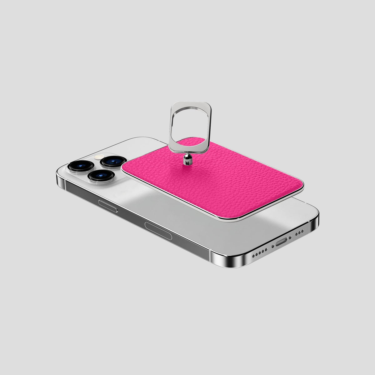 Magenta iPhone 15 Pro MagSafe Ring Calf with Steel Metal -4 | Magenta-Steel