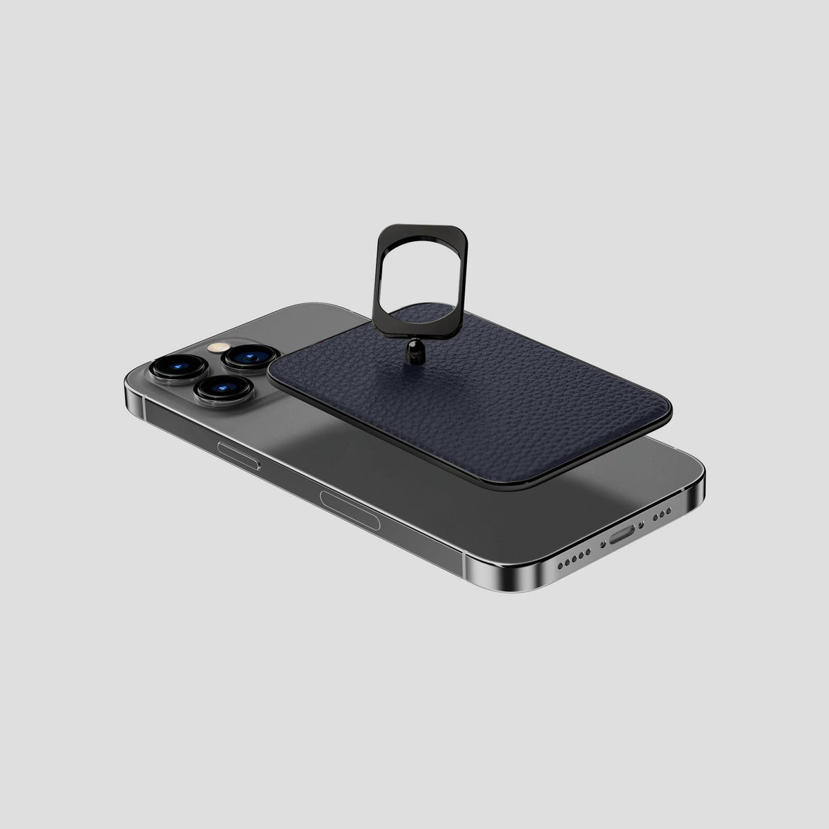 Marine iPhone 15 Pro MagSafe Ring Calf with Black Metal -4 | Marine-Black