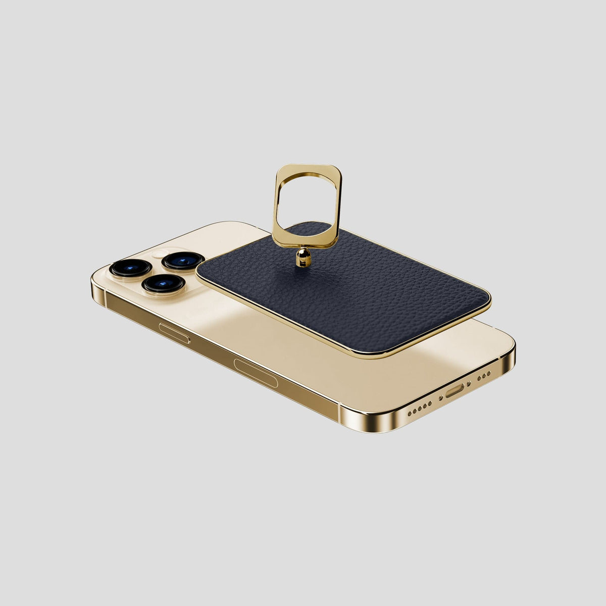 Marine iPhone 15 Pro MagSafe Ring Calf with Gold Metal -4 | Marine-Gold