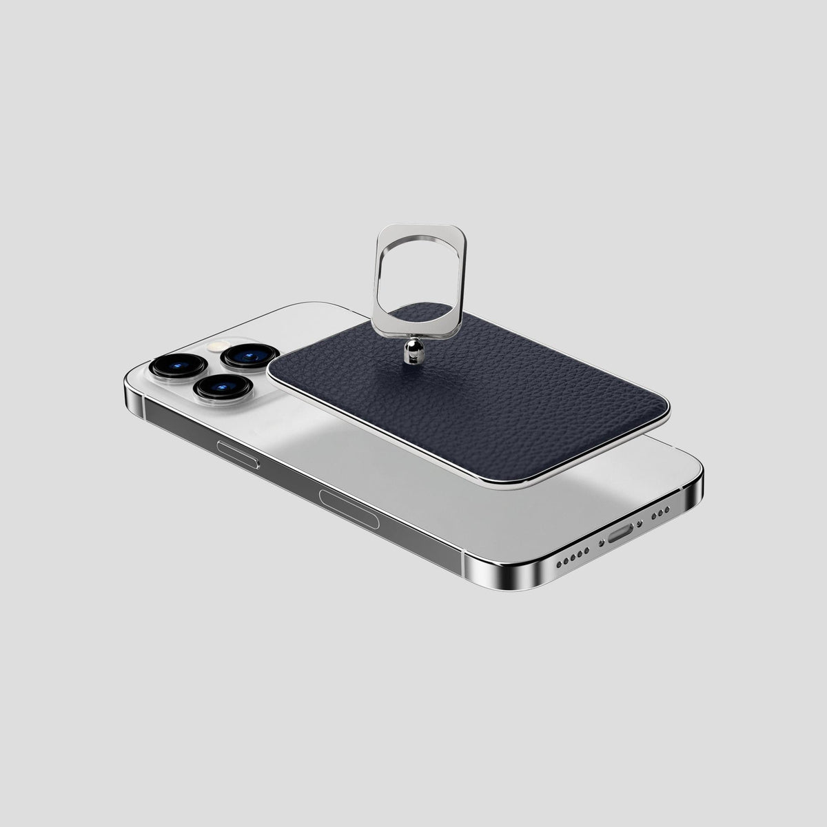 Marine iPhone 15 Pro MagSafe Ring Calf with Steel Metal -4 | Marine-Steel