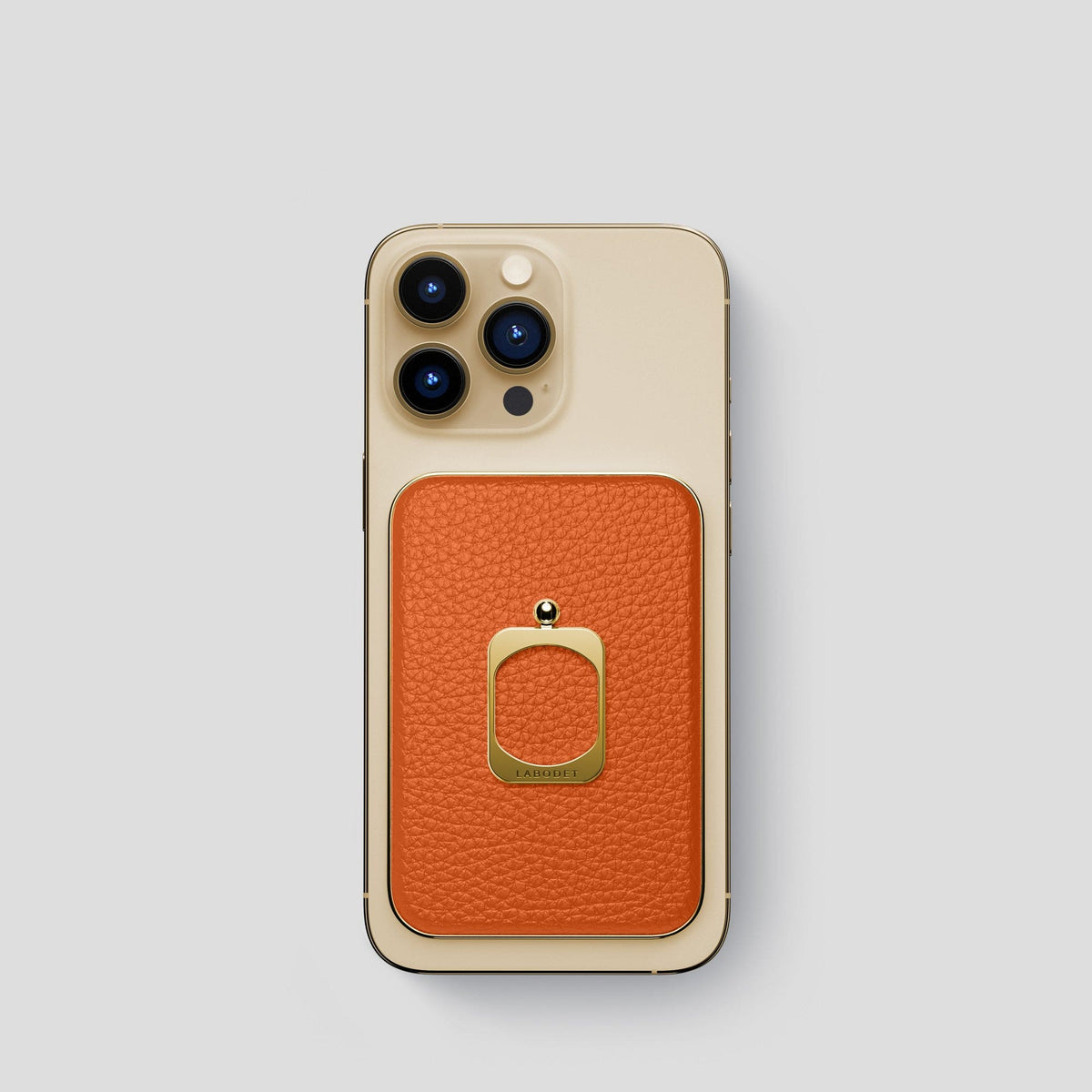 Orange iPhone 15 Pro MagSafe Ring Calf with Gold Metal -2 | Orange-Gold