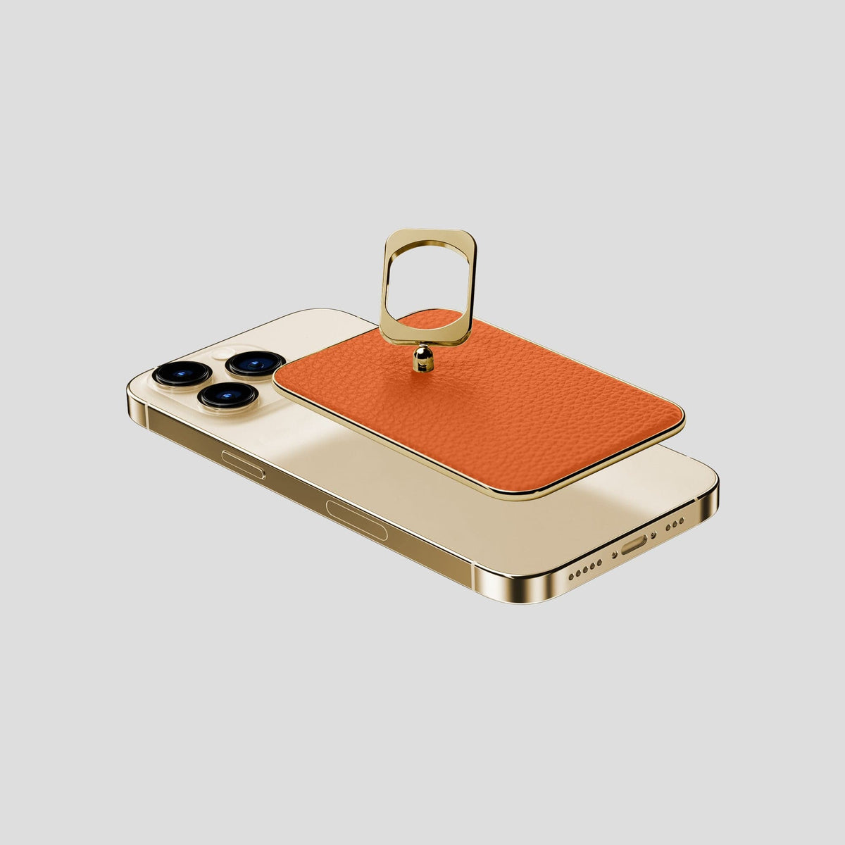 Orange iPhone 15 Pro MagSafe Ring Calf with Gold Metal -4 | Orange-Gold