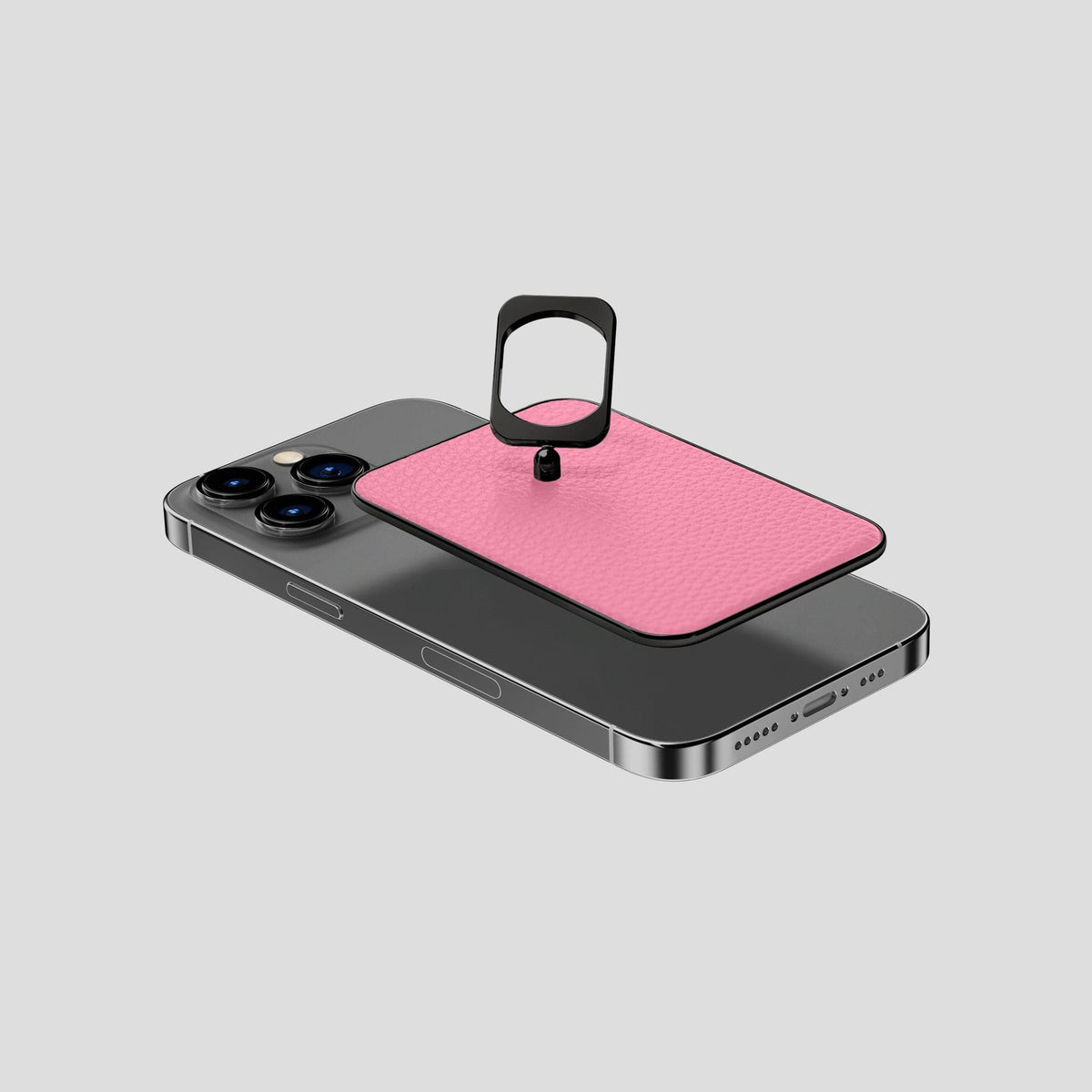 Pink iPhone 15 Pro MagSafe Ring Calf with Black Metal -4 | Pink-Black