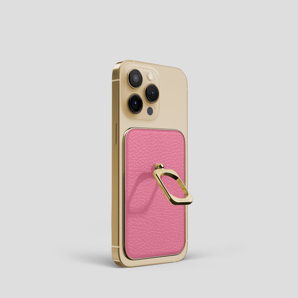 Pink iPhone 15 Pro MagSafe Ring Calf with Gold Metal -1 | Pink-Gold