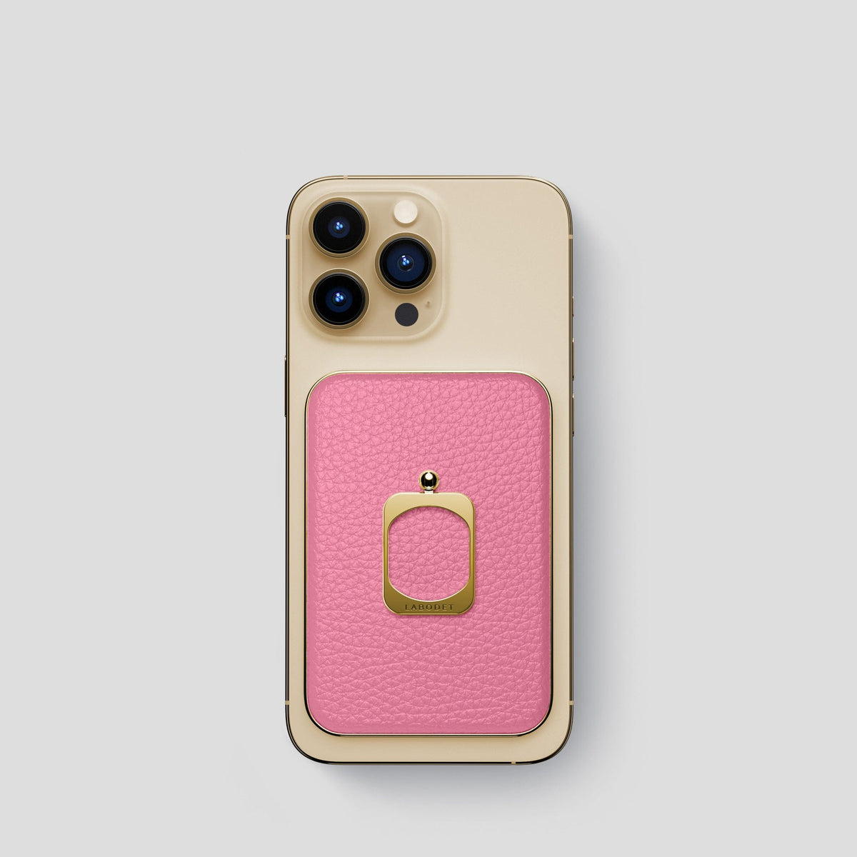 Pink iPhone 15 Pro MagSafe Ring Calf with Gold Metal -2 | Pink-Gold