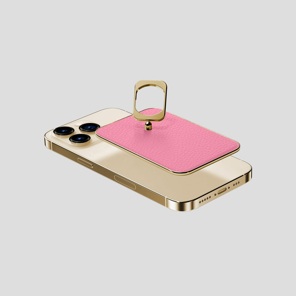 Pink iPhone 15 Pro MagSafe Ring Calf with Gold Metal -4 | Pink-Gold