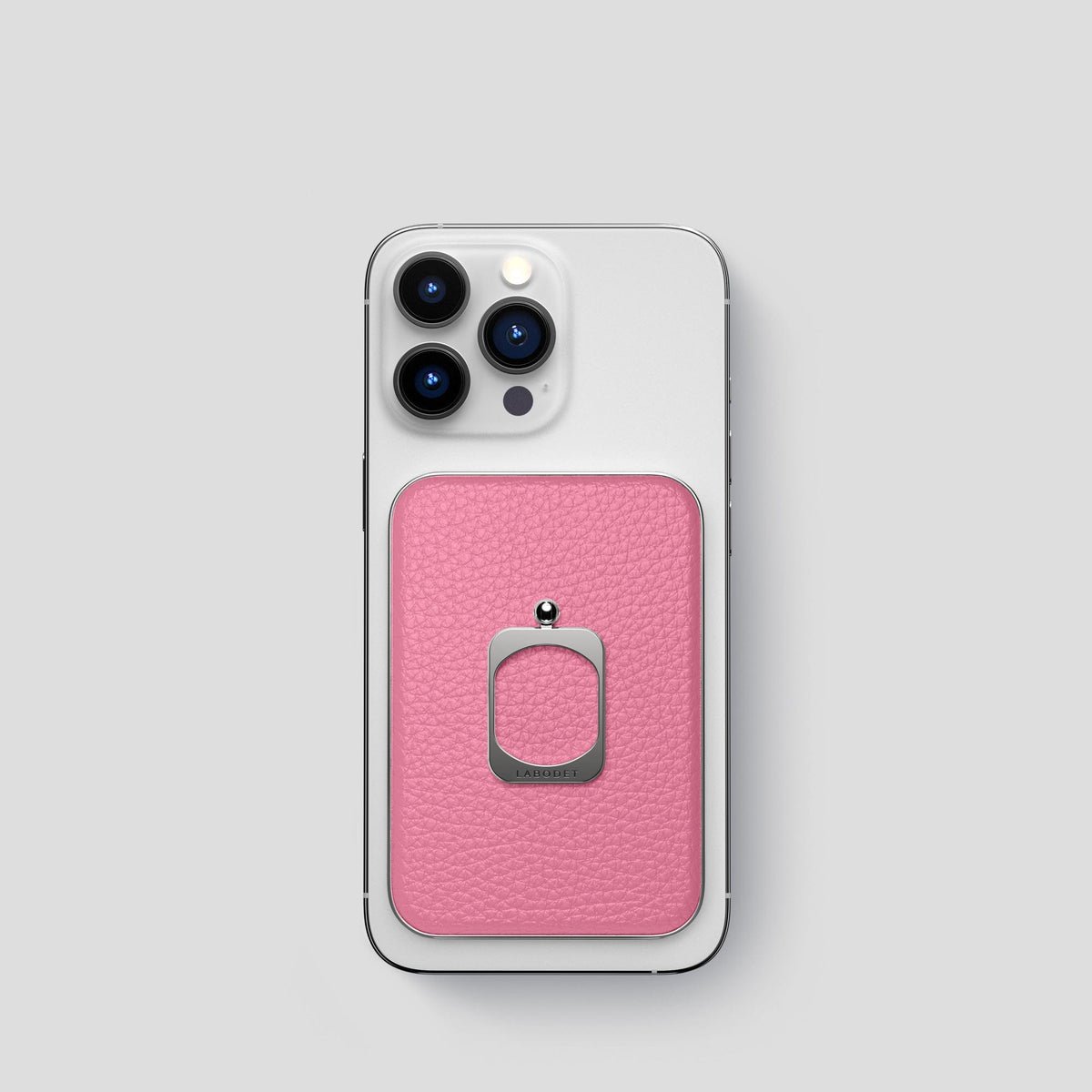 Pink iPhone 15 Pro MagSafe Ring Calf with Steel Metal -2 | Pink-Steel