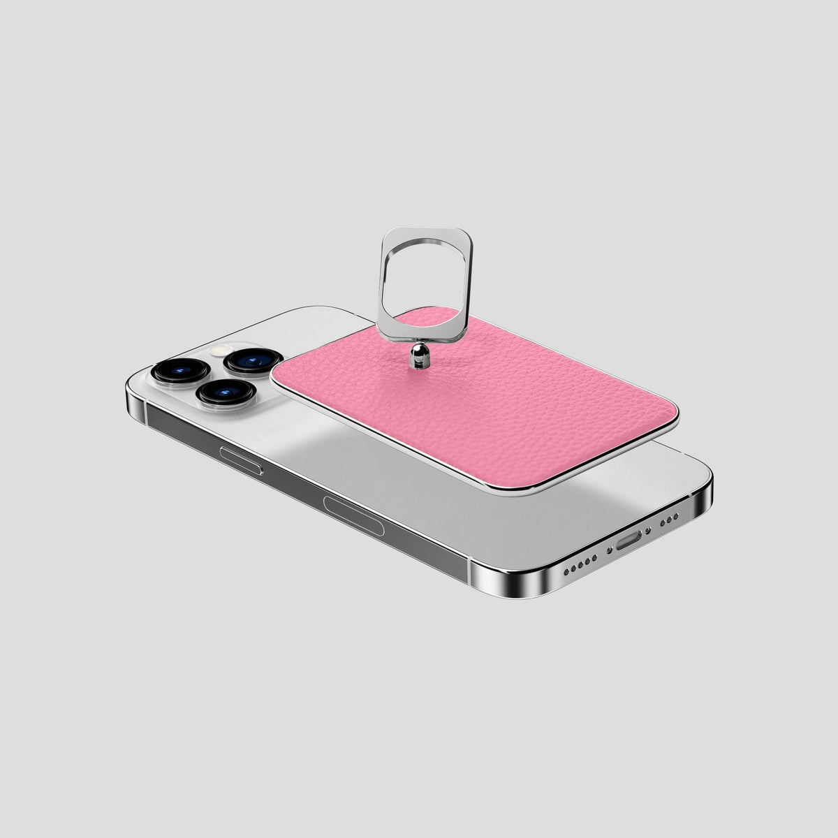 Pink iPhone 15 Pro MagSafe Ring Calf with Steel Metal -4 | Pink-Steel