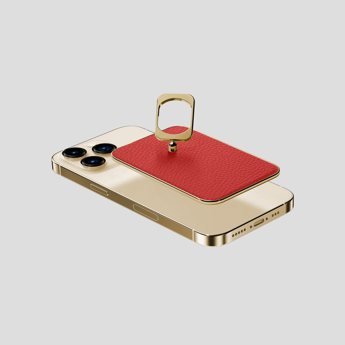 Red iPhone 15 Pro MagSafe Ring Calf with Gold Metal -4 | Red-Gold