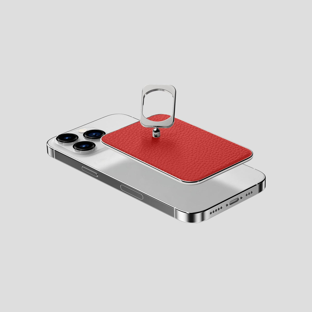 Red iPhone 15 Pro MagSafe Ring Calf with Steel Metal -4 | Red-Steel