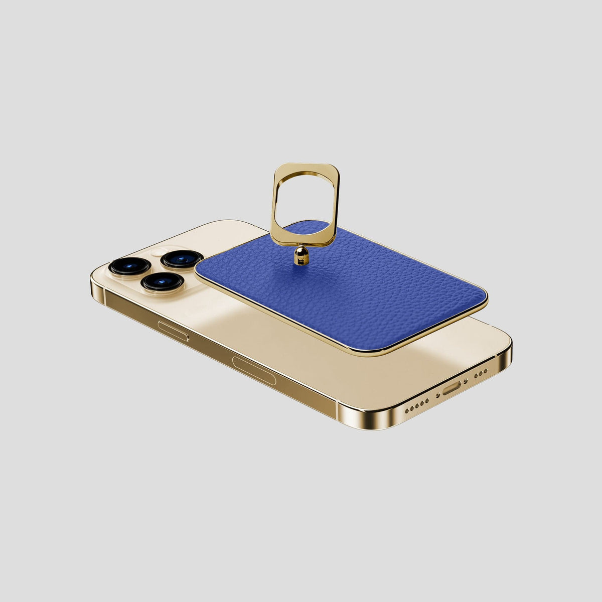 Royal Blue iPhone 15 Pro MagSafe Ring Calf with Gold Metal -4 | Royal-Blue-Gold