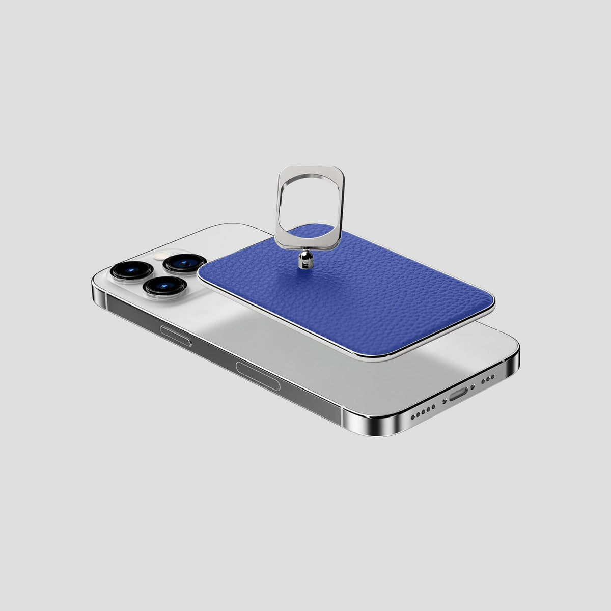 Royal Blue iPhone 15 Pro MagSafe Ring Calf with Steel Metal -4 | Royal-Blue-Steel