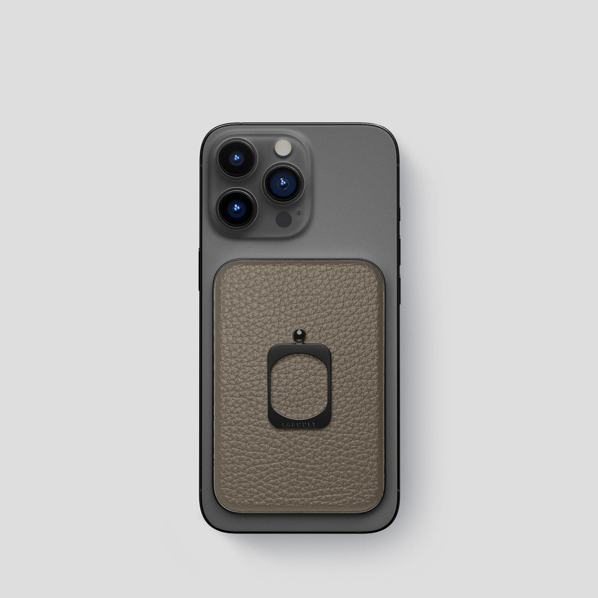 Taupe iPhone 15 Pro MagSafe Ring Calf with Black Metal -2 | Taupe-Black