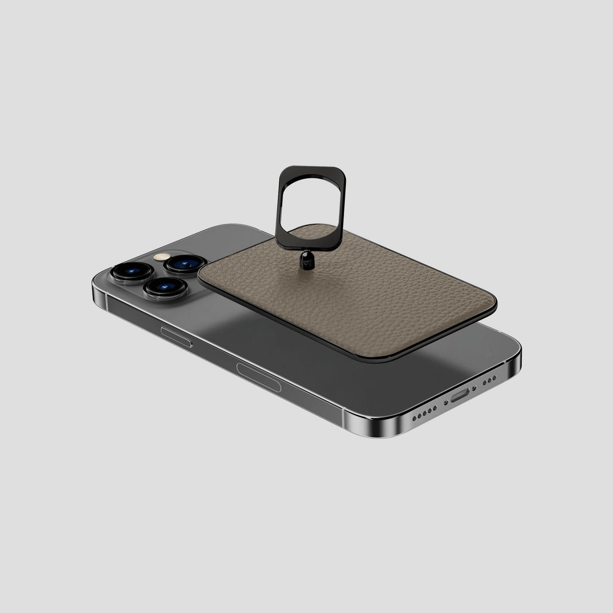 Taupe iPhone 15 Pro MagSafe Ring Calf with Black Metal -4 | Taupe-Black