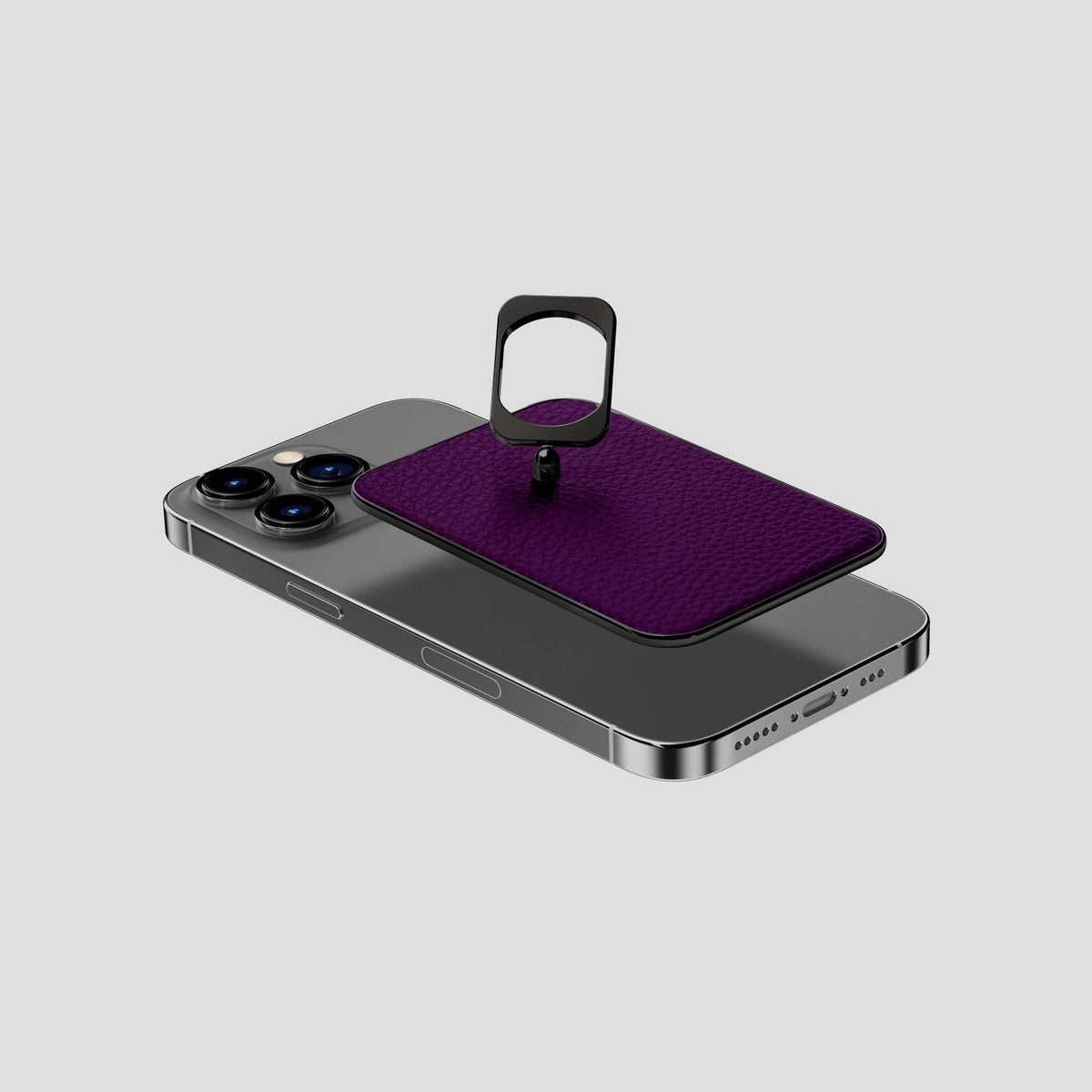 Violet iPhone 15 Pro MagSafe Ring Calf with Black Metal -4 | Violet-Black