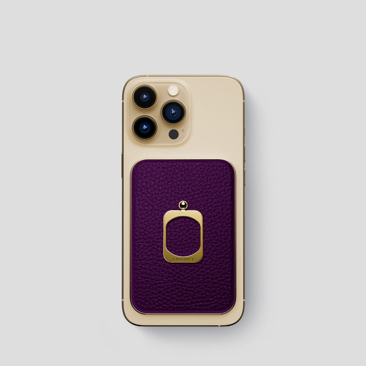 Violet iPhone 15 Pro MagSafe Ring Calf with Gold Metal -2 | Violet-Gold