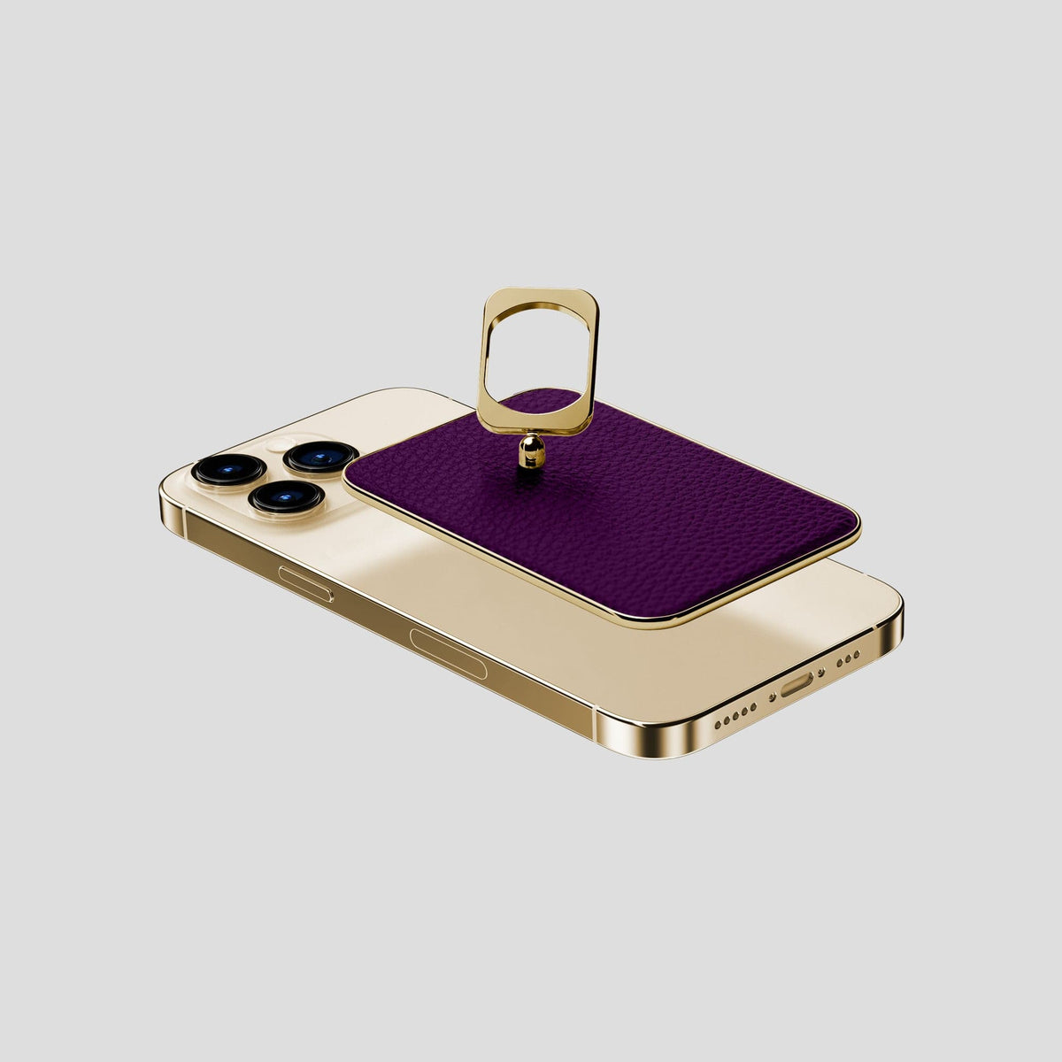 Violet iPhone 15 Pro MagSafe Ring Calf with Gold Metal -4 | Violet-Gold