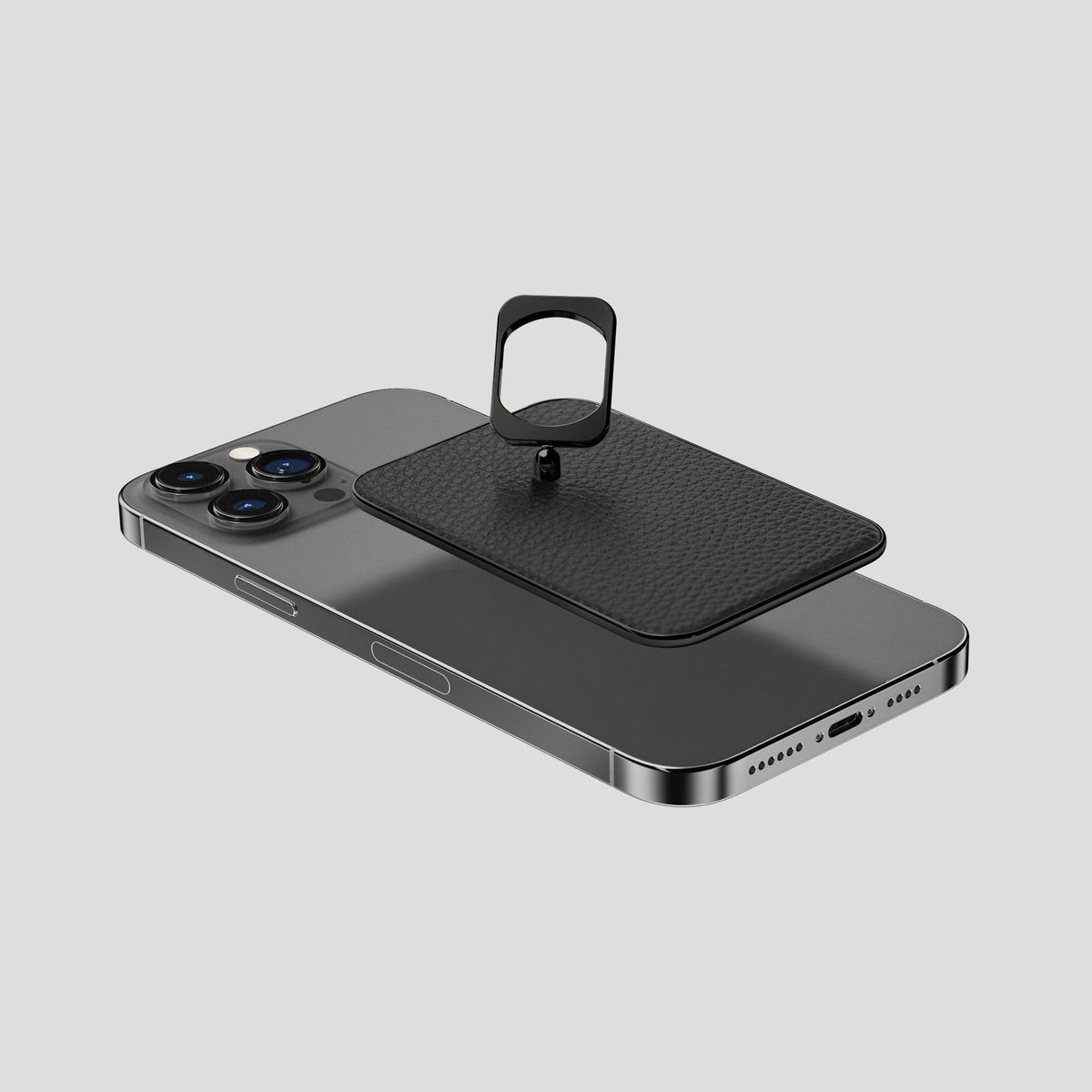 Black iPhone 15 Pro Max MagSafe Ring Calf with Black Metal -4 | Black-Black