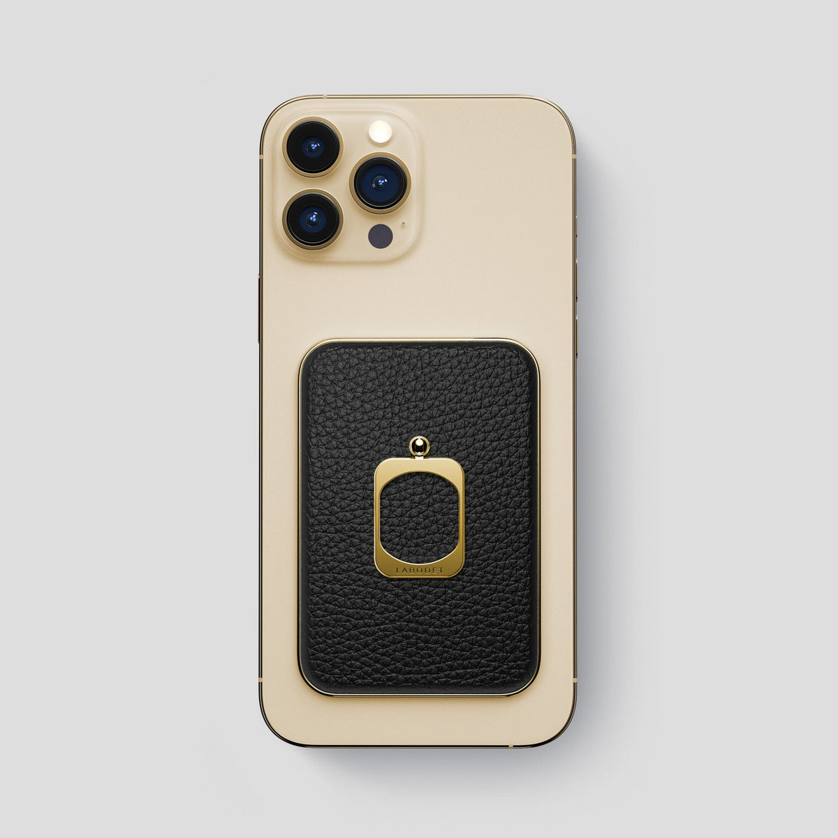 Black iPhone 15 Pro Max MagSafe Ring Calf with Gold Metal -2 | Black-Gold