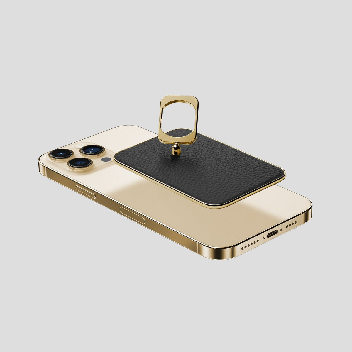 Black iPhone 15 Pro Max MagSafe Ring Calf with Gold Metal -4 | Black-Gold