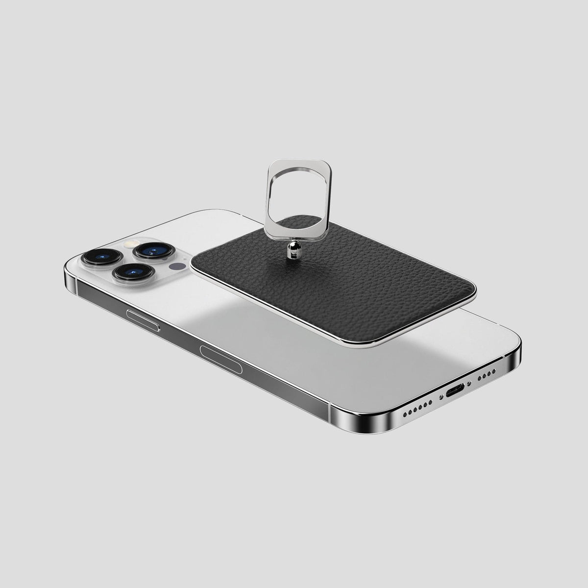 Black iPhone 15 Pro Max MagSafe Ring Calf with Steel Metal -4 | Black-Steel