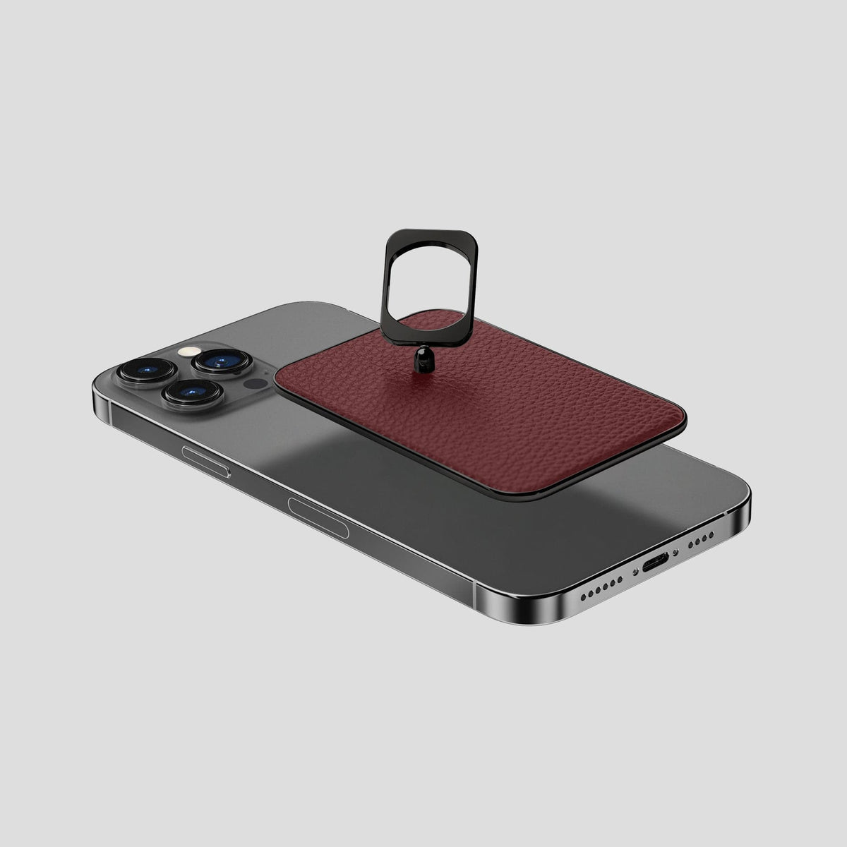 Bordeaux iPhone 15 Pro Max MagSafe Ring Calf with Black Metal -4 | Bordeaux-Black