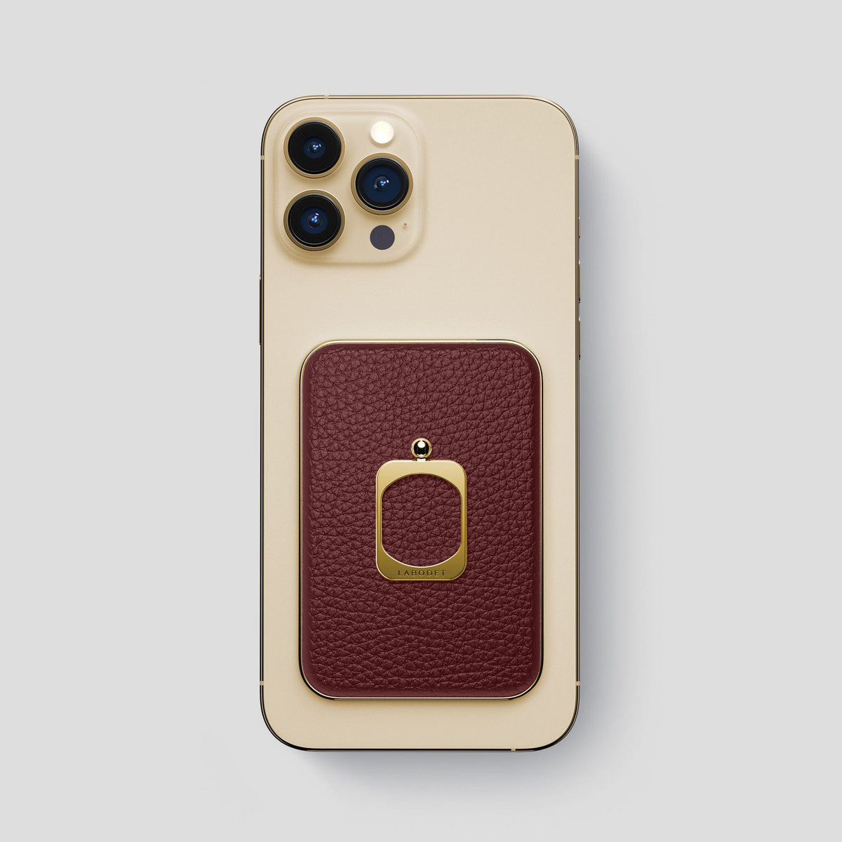 Bordeaux iPhone 15 Pro Max MagSafe Ring Calf with Gold Metal -2 | Bordeaux-Gold