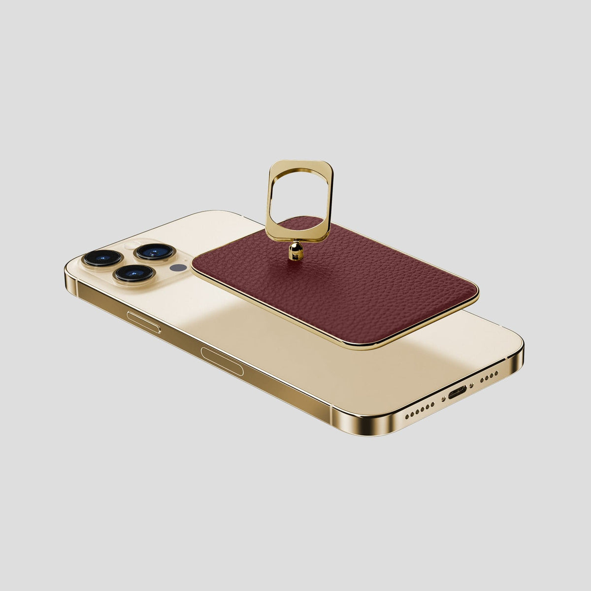 Bordeaux iPhone 15 Pro Max MagSafe Ring Calf with Gold Metal -4 | Bordeaux-Gold