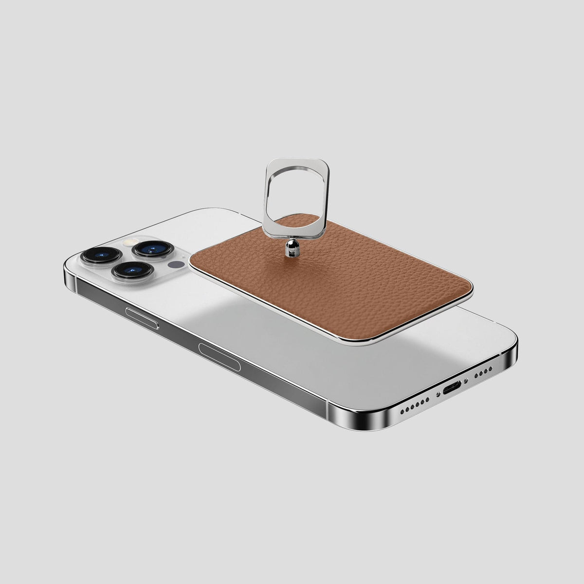 Caramel iPhone 15 Pro Max MagSafe Ring Calf with Steel Metal -4 | Caramel-Steel