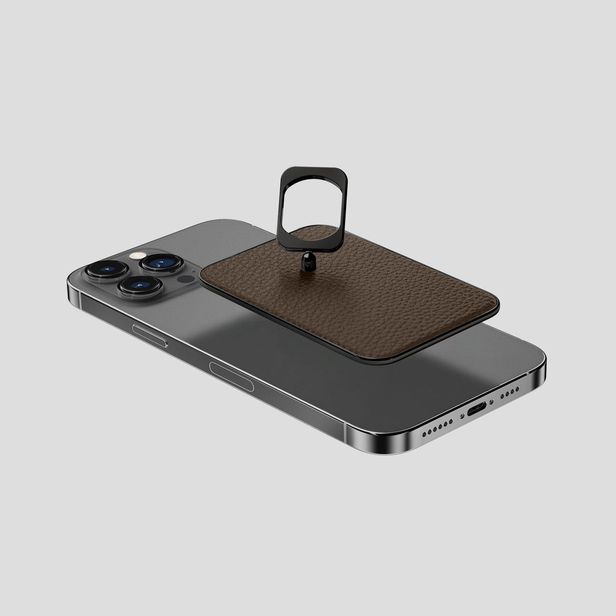 Dark Brown iPhone 15 Pro Max MagSafe Ring Calf with Black Metal -4 | Dark-Brown-Black