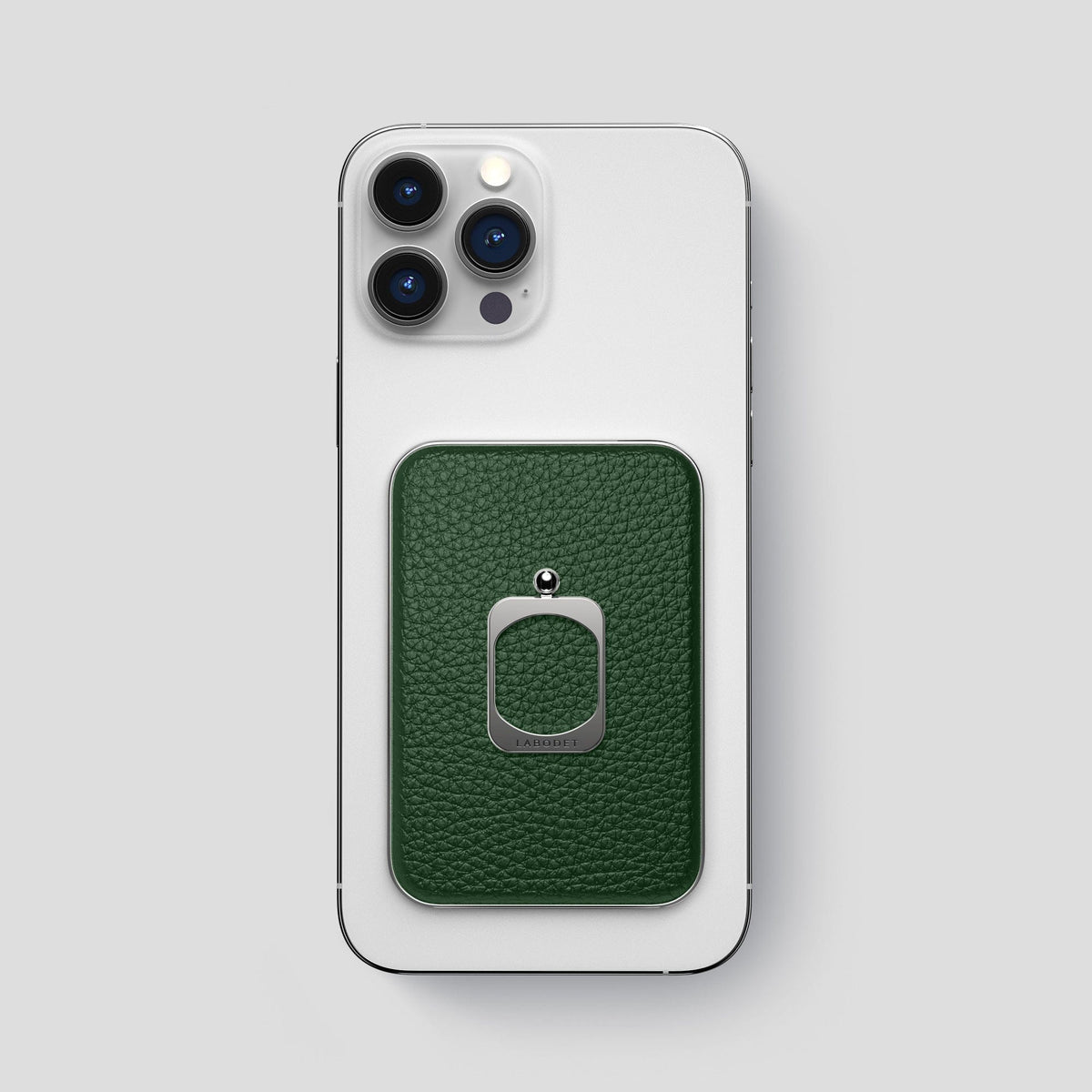 Dark Green iPhone 15 Pro Max MagSafe Ring Calf with Steel Metal -2 | Dark-Green-Steel