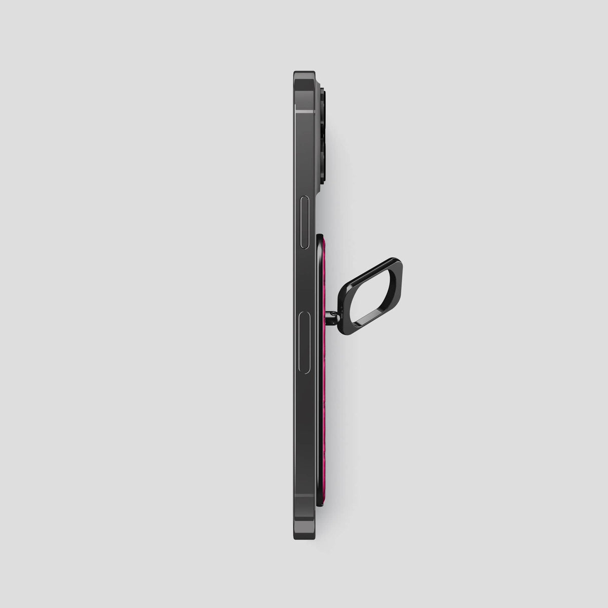 Magenta iPhone 15 Pro Max MagSafe Ring Calf with Black Metal -3 | Magenta-Black