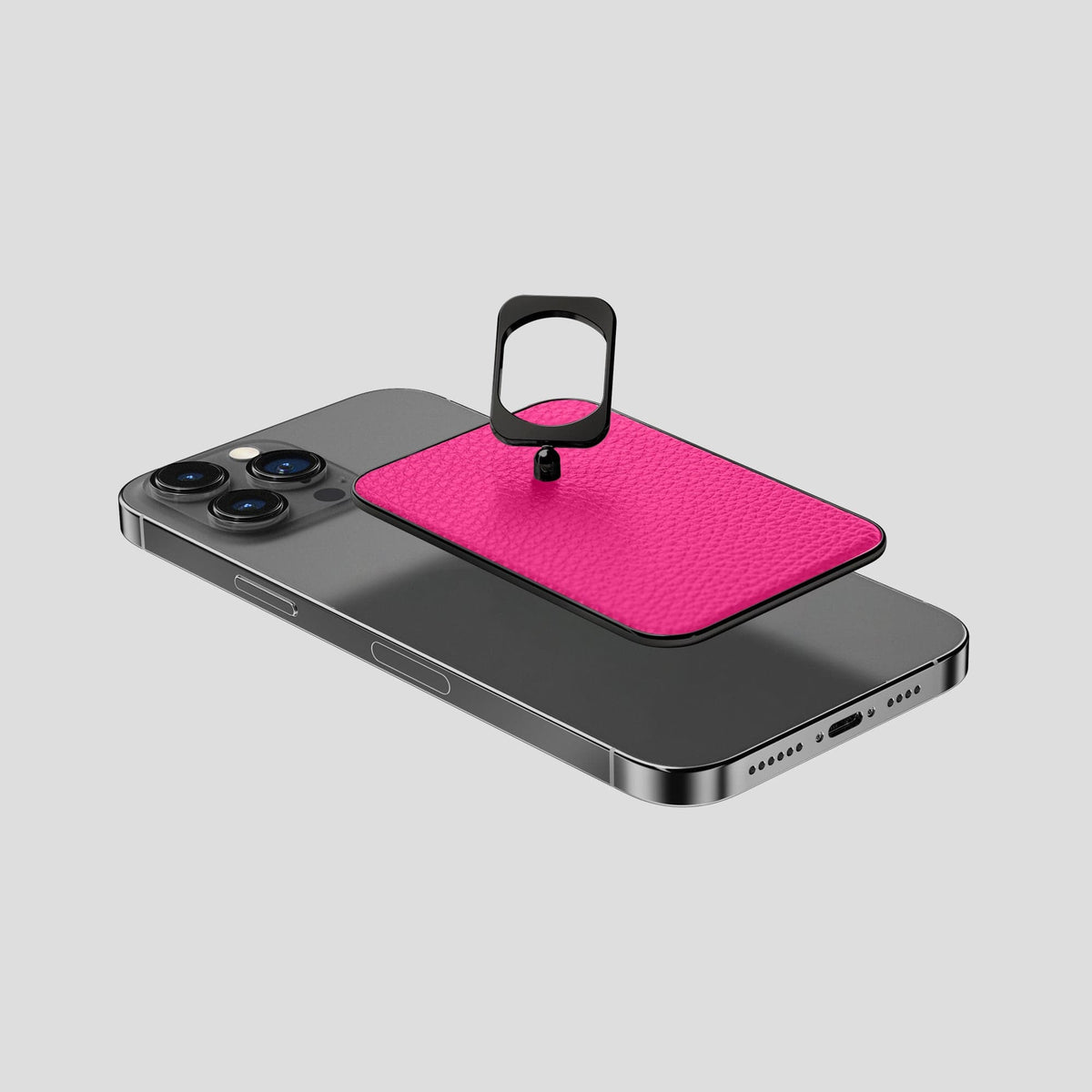 Magenta iPhone 15 Pro Max MagSafe Ring Calf with Black Metal -4 | Magenta-Black