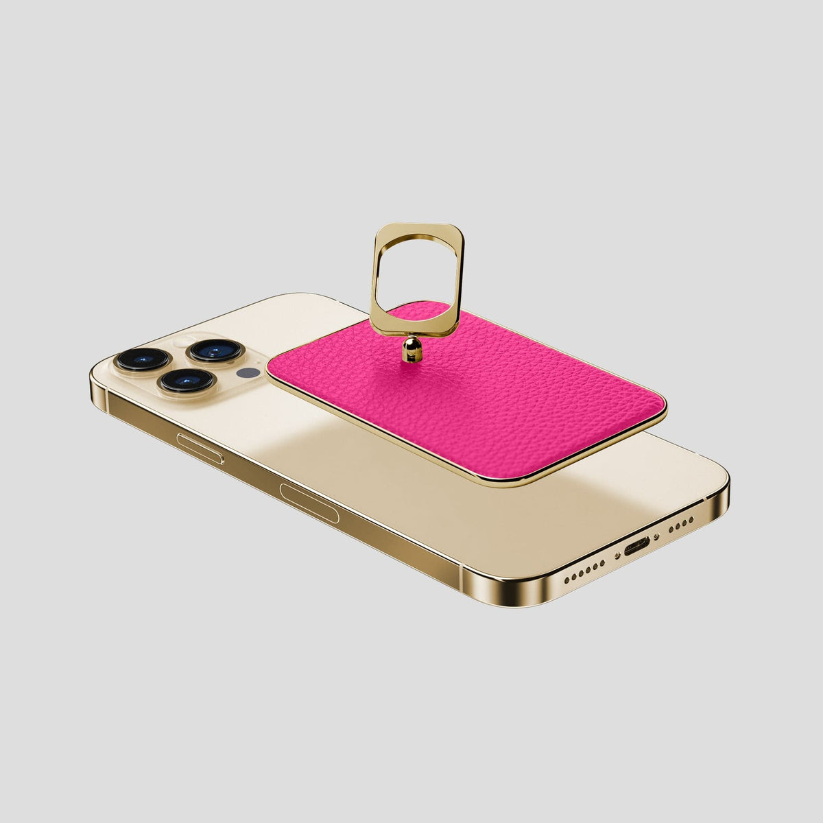 Magenta iPhone 15 Pro Max MagSafe Ring Calf with Gold Metal -4 | Magenta-Gold