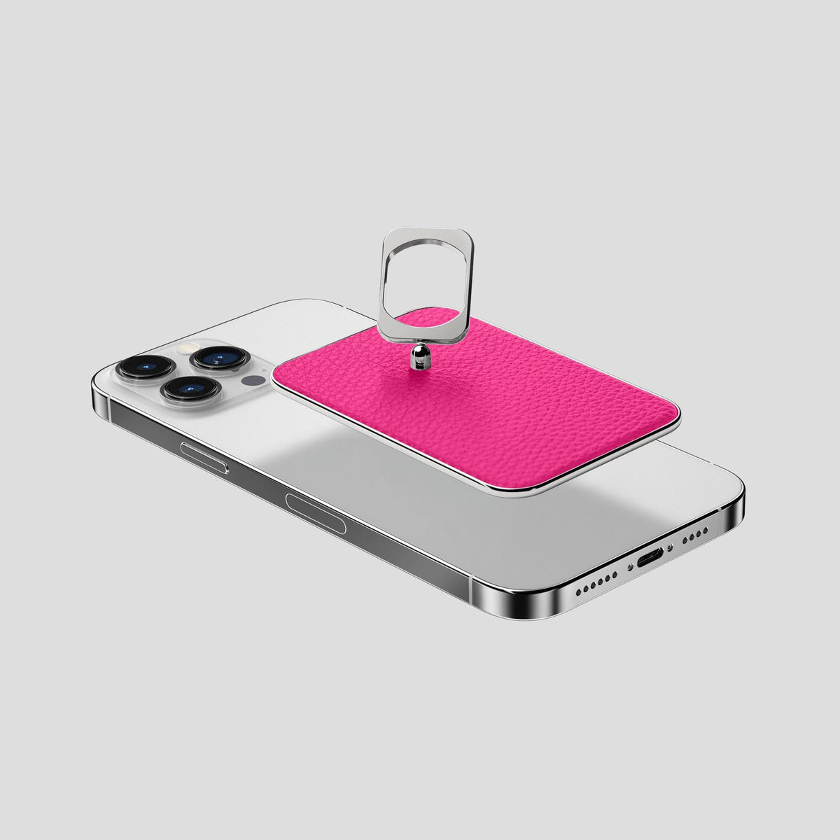 Magenta iPhone 15 Pro Max MagSafe Ring Calf with Steel Metal -4 | Magenta-Steel