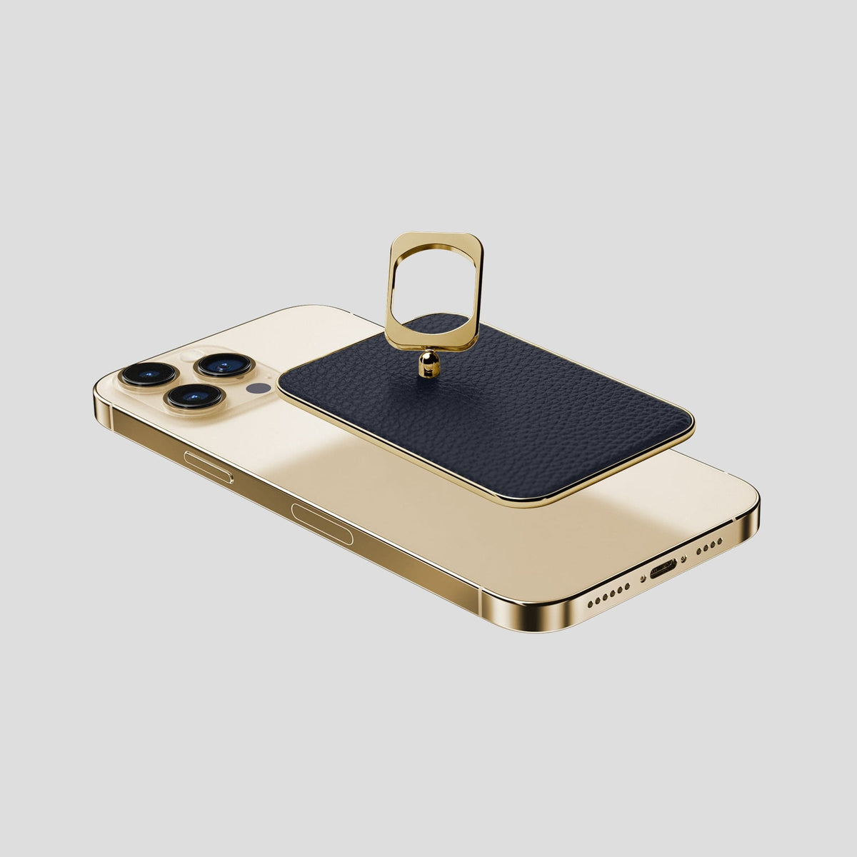 Marine iPhone 15 Pro Max MagSafe Ring Calf with Gold Metal -4 | Marine-Gold