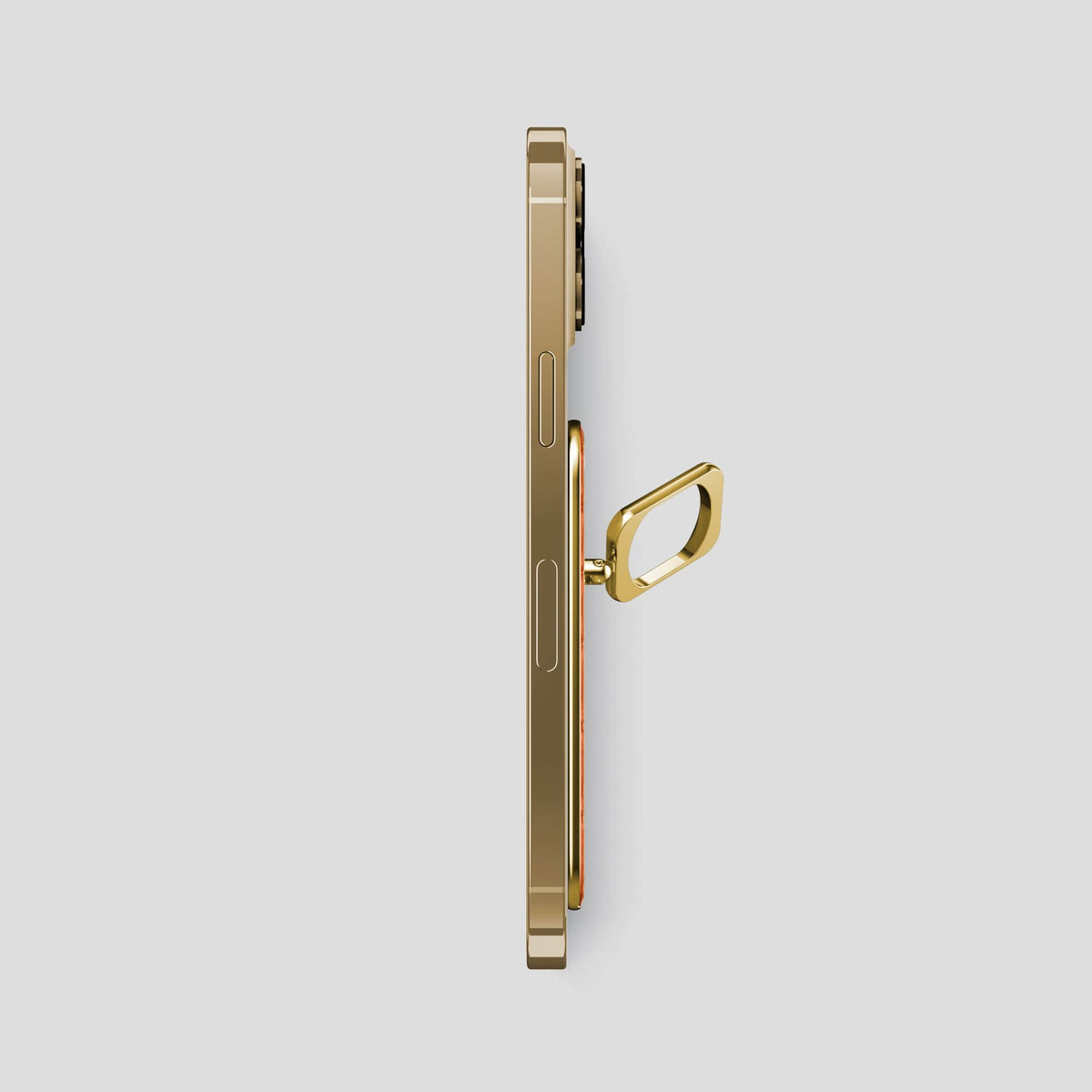 Orange iPhone 15 Pro Max MagSafe Ring Calf with Gold Metal -3 | Orange-Gold