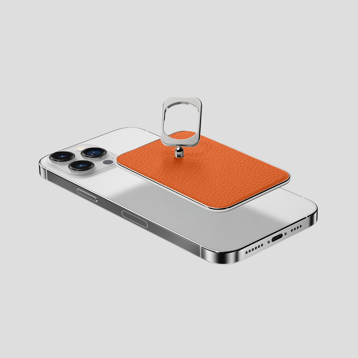 Orange iPhone 15 Pro Max MagSafe Ring Calf with Steel Metal -4 | Orange-Steel