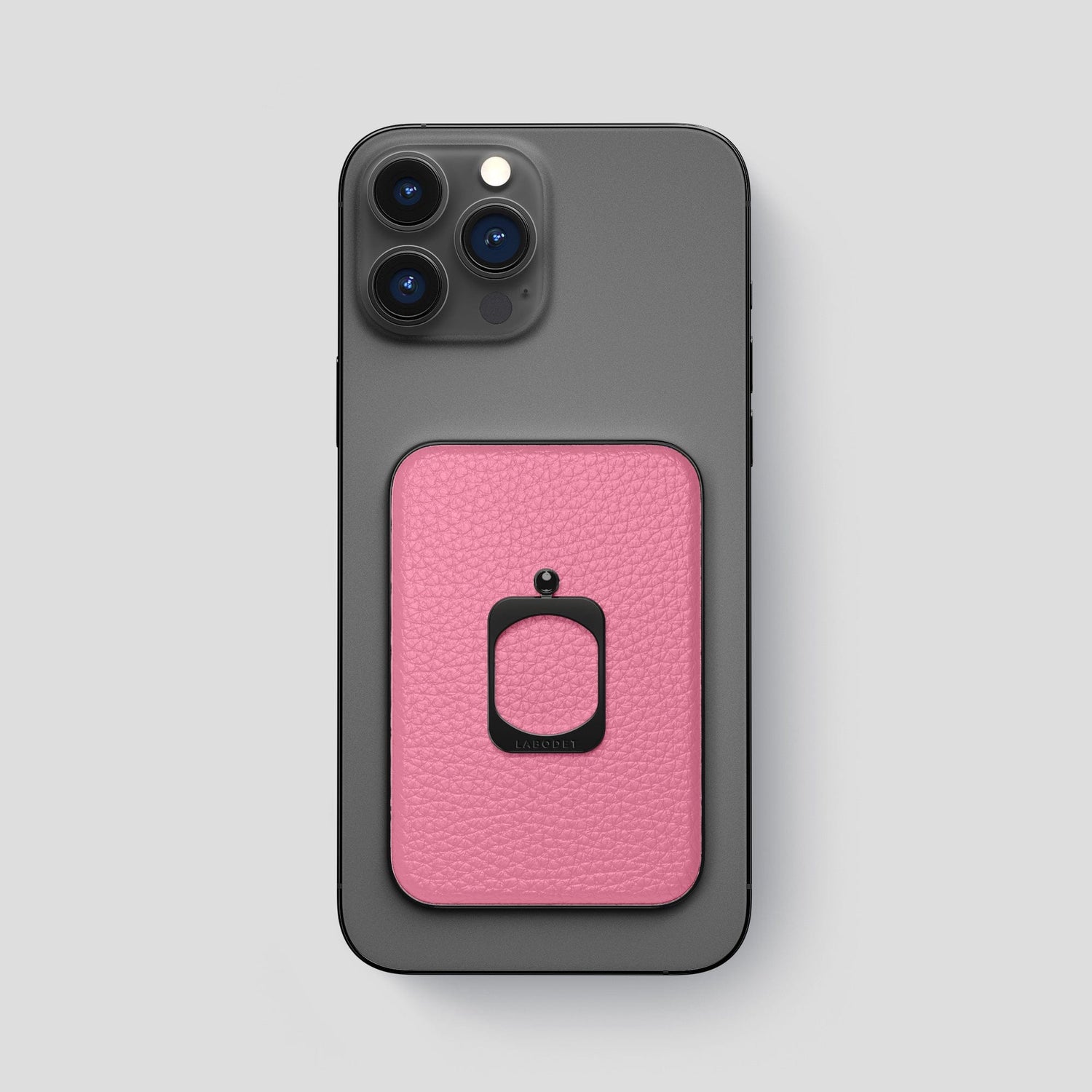 Pink iPhone 15 Pro Max MagSafe Ring Calf with Black Metal -2 | Pink-Black