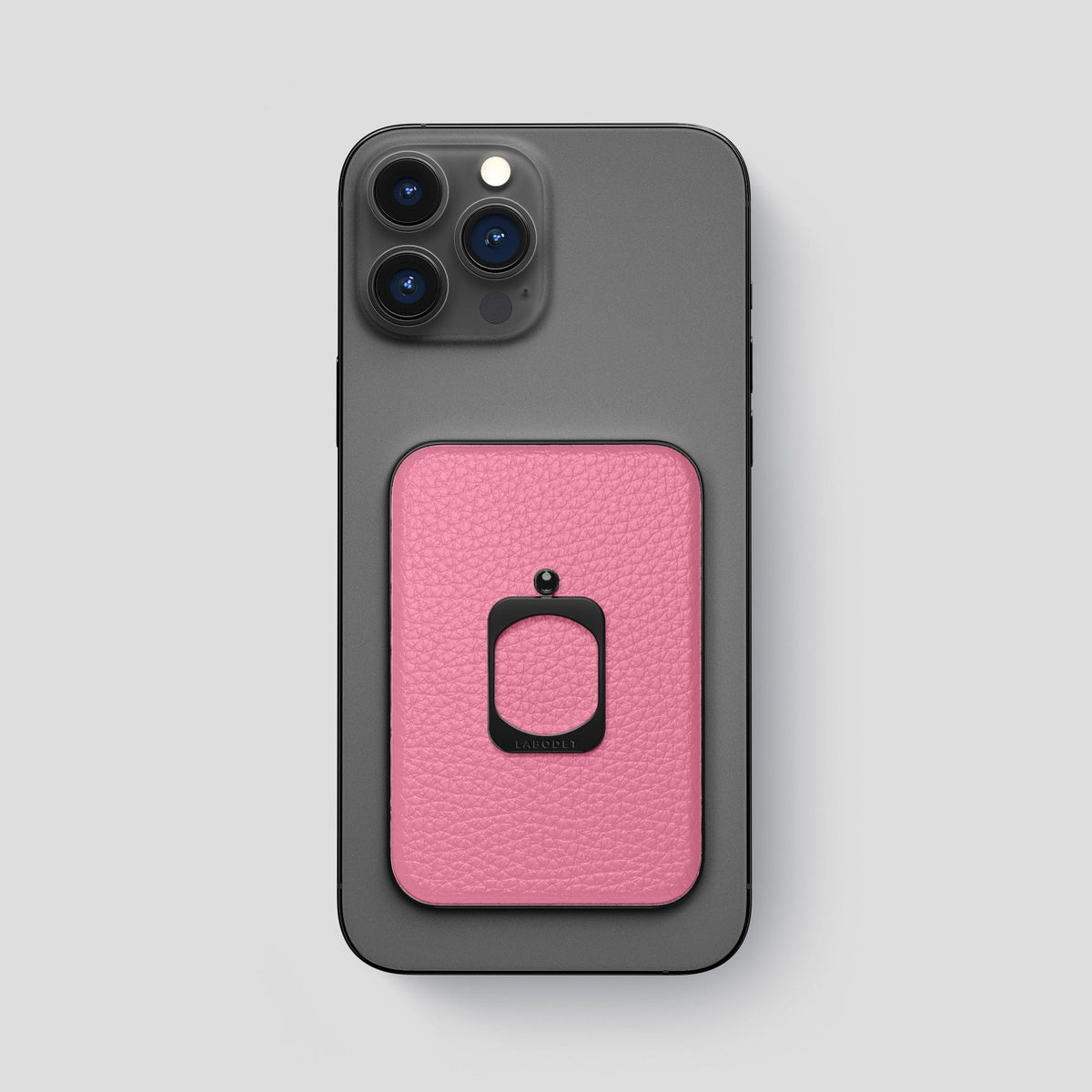 Pink iPhone 15 Pro Max MagSafe Ring Calf with Black Metal -2 | Pink-Black