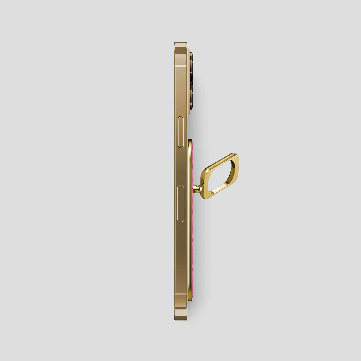Pink iPhone 15 Pro Max MagSafe Ring Calf with Gold Metal -3 | Pink-Gold