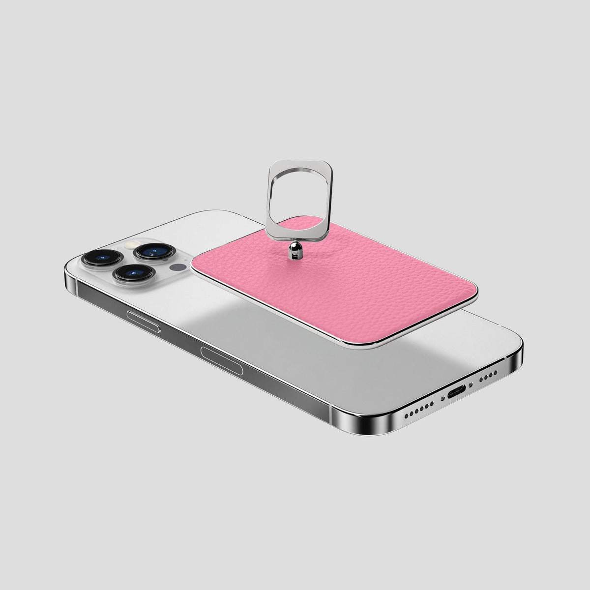 Pink iPhone 15 Pro Max MagSafe Ring Calf with Steel Metal -4 | Pink-Steel