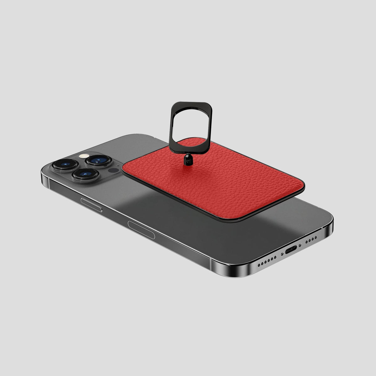 Red iPhone 15 Pro Max MagSafe Ring Calf with Black Metal -4 | Red-Black
