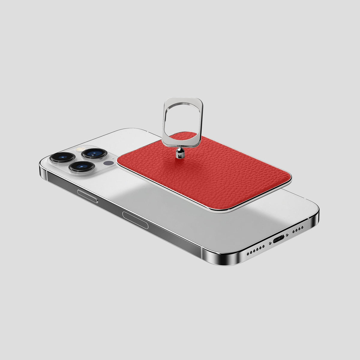 Red iPhone 15 Pro Max MagSafe Ring Calf with Steel Metal -4 | Red-Steel