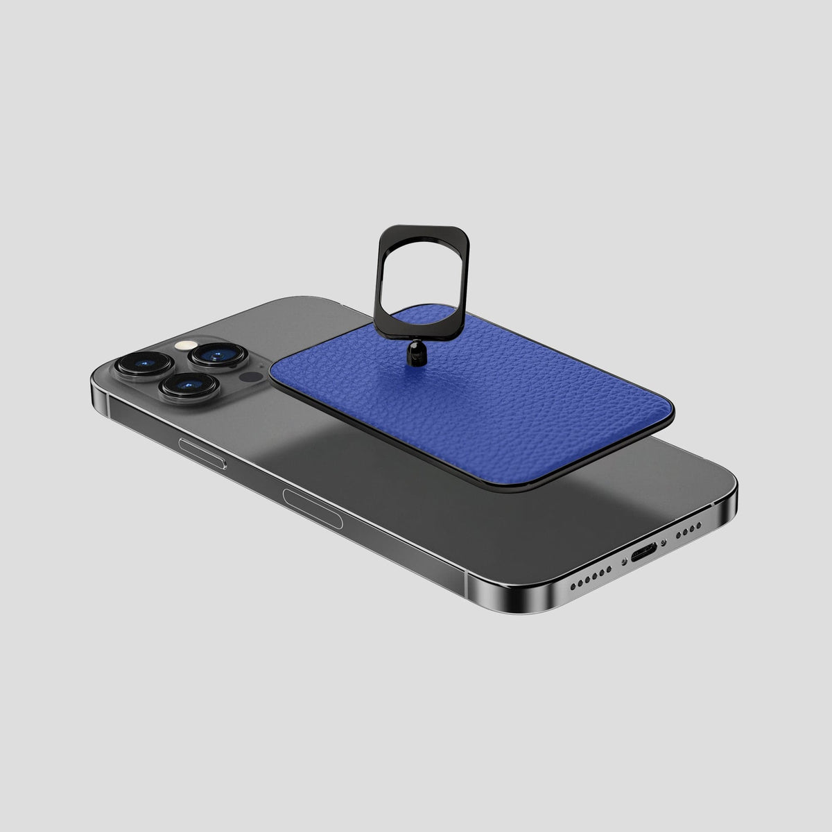 Royal Blue iPhone 15 Pro Max MagSafe Ring Calf with Black Metal -4 | Royal-Blue-Black