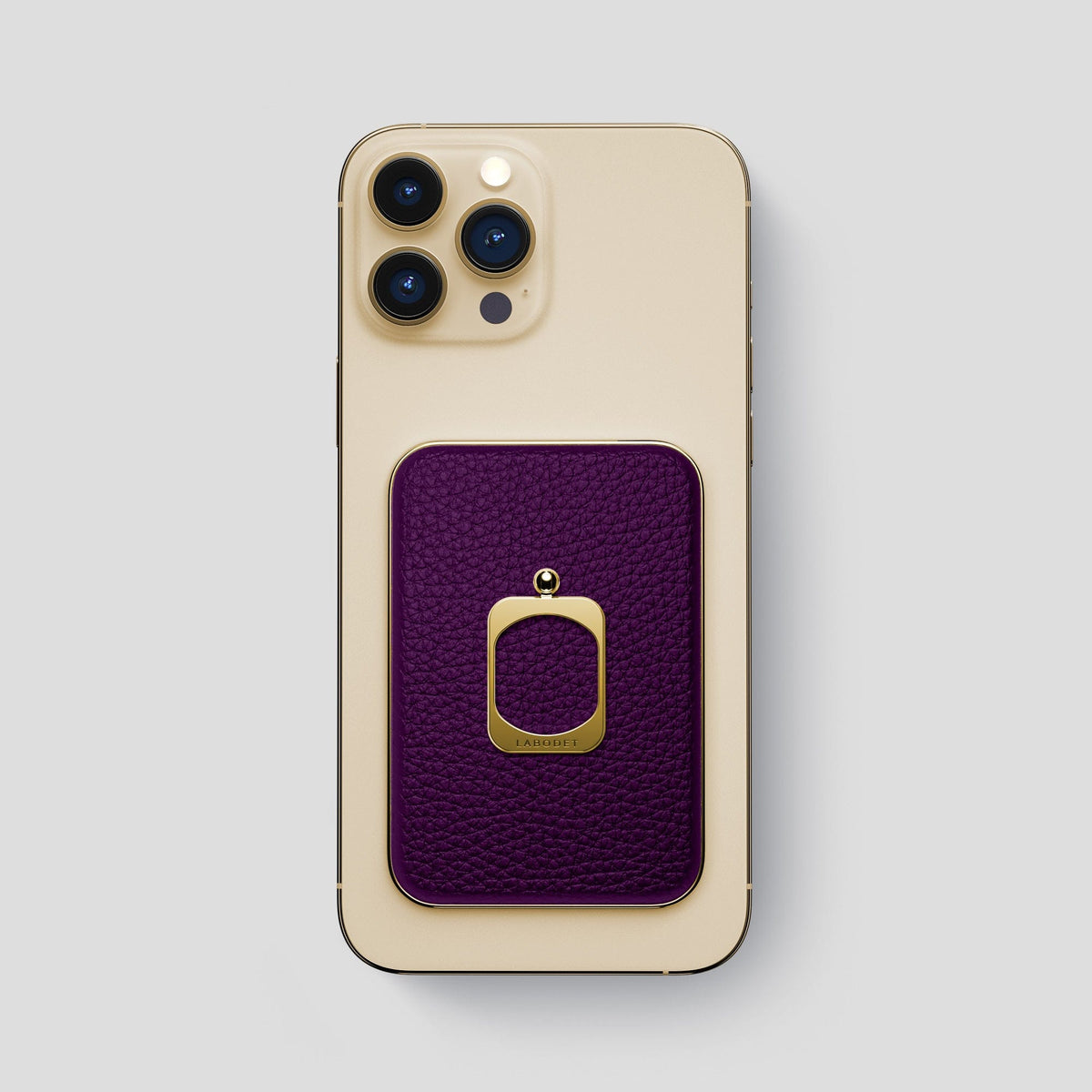 Violet iPhone 15 Pro Max MagSafe Ring Calf with Gold Metal -2 | Violet-Gold
