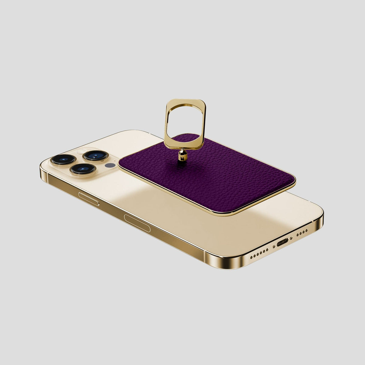 Violet iPhone 15 Pro Max MagSafe Ring Calf with Gold Metal -4 | Violet-Gold