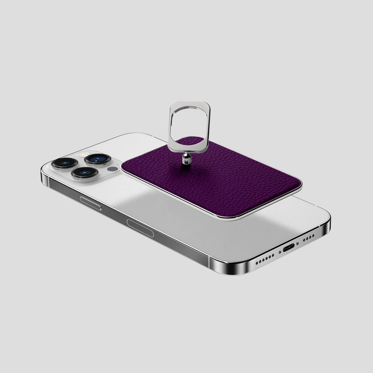 Violet iPhone 15 Pro Max MagSafe Ring Calf with Steel Metal -4 | Violet-Steel