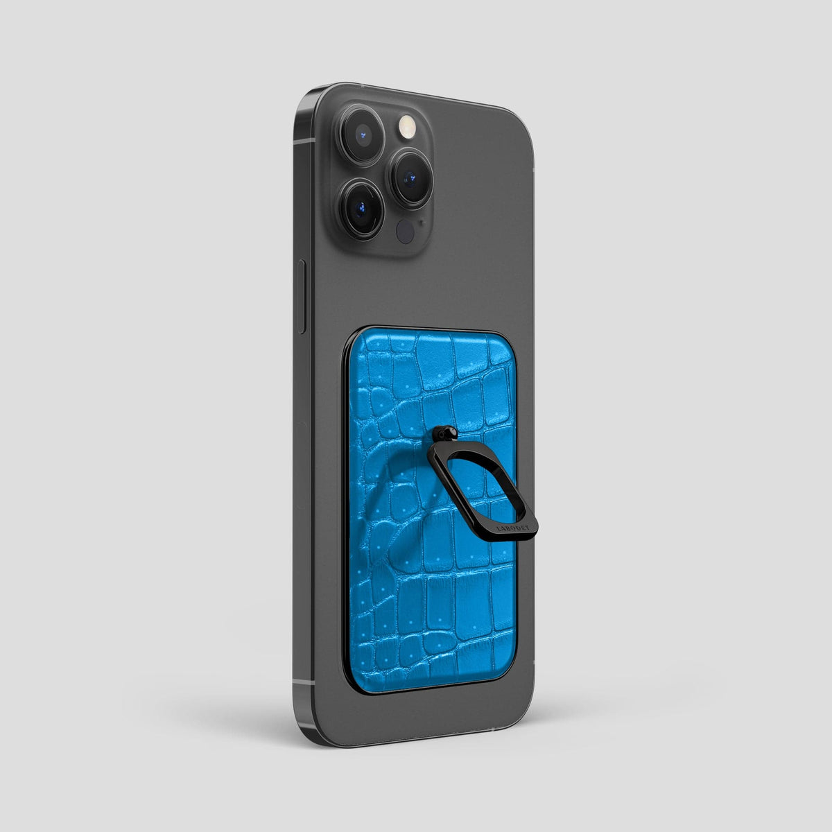 Blue-Lagoon iPhone 15 Pro Max Magsafe Ring Porosus Crocodile with Black Metal -1 | Blue-Lagoon-Black