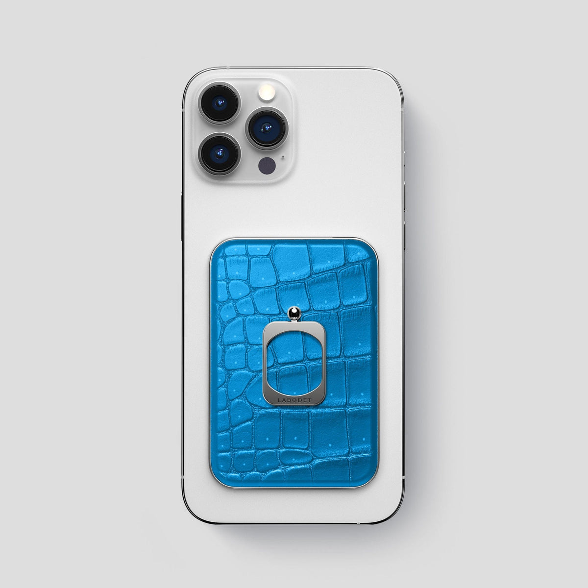 Blue-Lagoon iPhone 15 Pro Max Magsafe Ring Porosus Crocodile with Steel Metal -2 | Blue-Lagoon-Steel